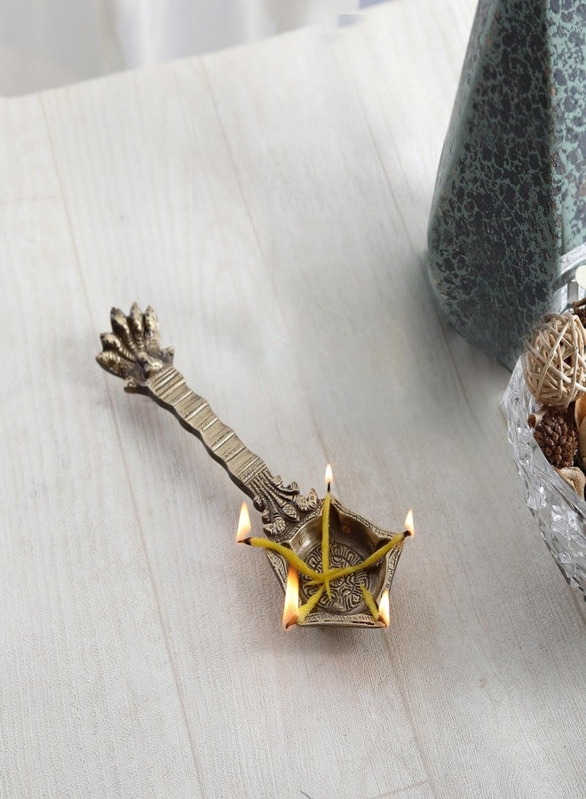 Two Moustaches Brass Panchmukhi Nag Head Pooja Spoon, Havan Spoon, Traditional Brass Pooja Items, Standard, Pack of 1 - Image 2
